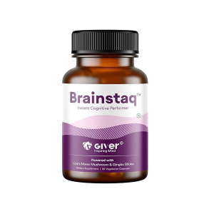 Brainstaq (Lions Mane Mushroom Extract &amp; Ashwagandha) 850mg Veg Capsules